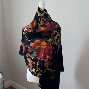Floral Black and Red Shawl